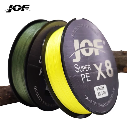 Línea de pesca trenzada JOF de 150-500M, línea multifilamento de 8 hebras para una sensibilidad de resistencia Superior, vibrante para alta visibilidad