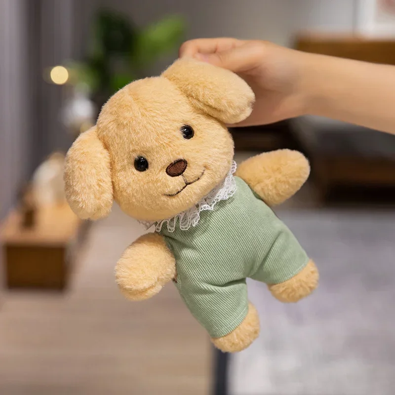 Bella barboncino peluche animale di peluche simpatico cucciolo bambola con vestiti borsa Kawaii ciondolo cane peluche regali di compleanno ragazza di Natale