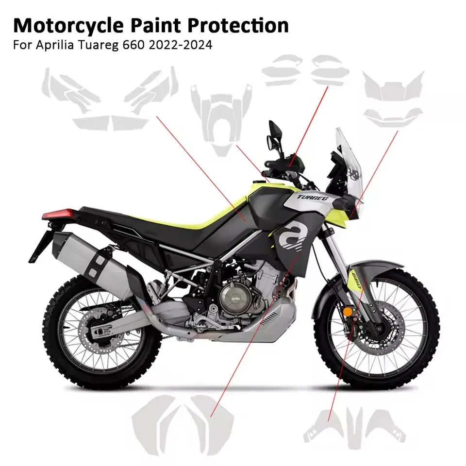 Motorcycle TPU Paint Protection Film For Aprilia Tuareg 660 2024 Full Fairing PPF Anti Scratch Protection Set Fit 2022-2024