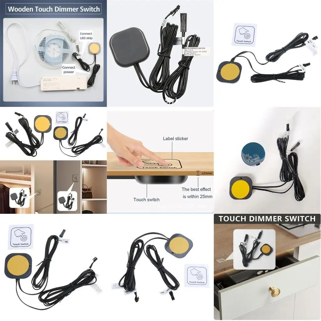 

652F Wooden Glass Board Touchs Switches Invisible Cabinet LED Light Switches Light Control Touchs Switches Easy to Operated