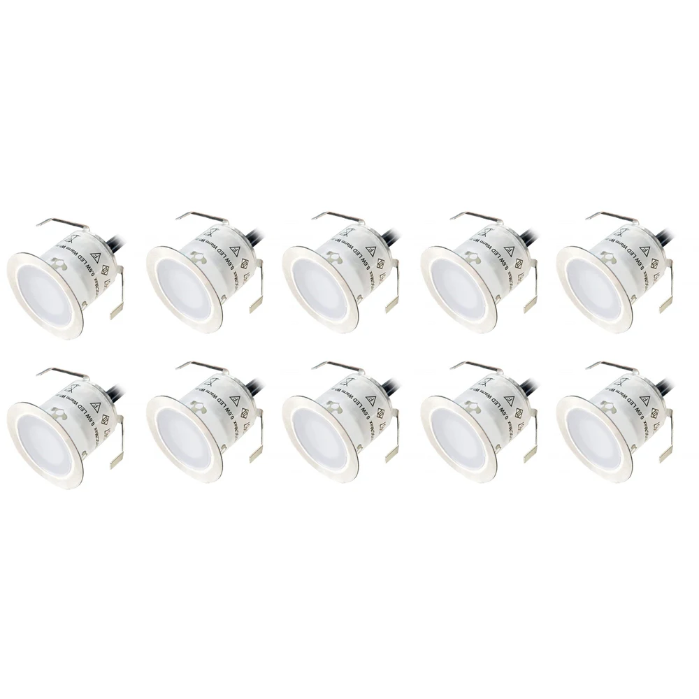 10Pcs 4500K 32mm LED Deck Lights Outdoor Garden Pathway Decor Underground Light Waterproof IP67 ,US Plug