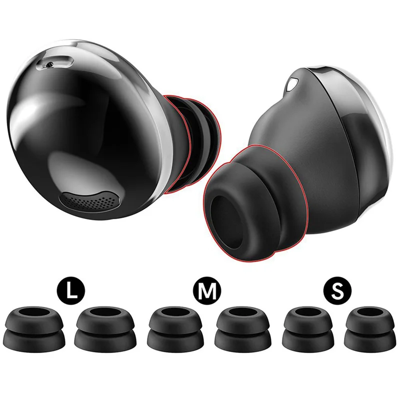 3 Pair Silicone Earbuds Anti-Slip Anti-Lost Comfortable Ear Caps for Galaxy Buds Pro Headphones (Black)