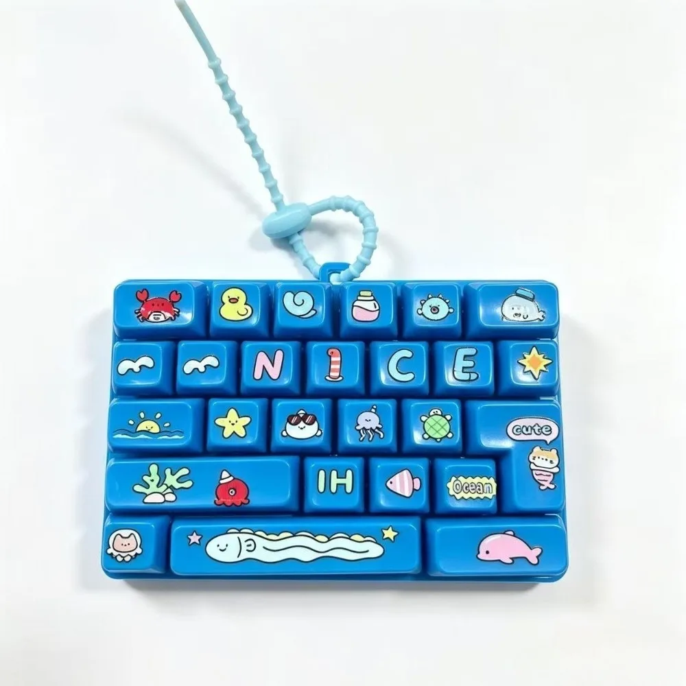 Funny Multicolored 26-Key Keychain Cartoon 26 Key Grid Fidget Mini Keyboard Decompression Party Favor