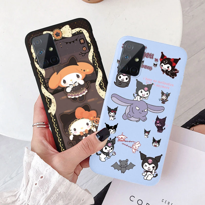 for Samsung Galaxy A51 A71 4G A 71 51 5G Phone Case Cute Kuromi Melody Pom Pom Purin Dog Kitty Cat Soft TPU Silicone Anime Cover