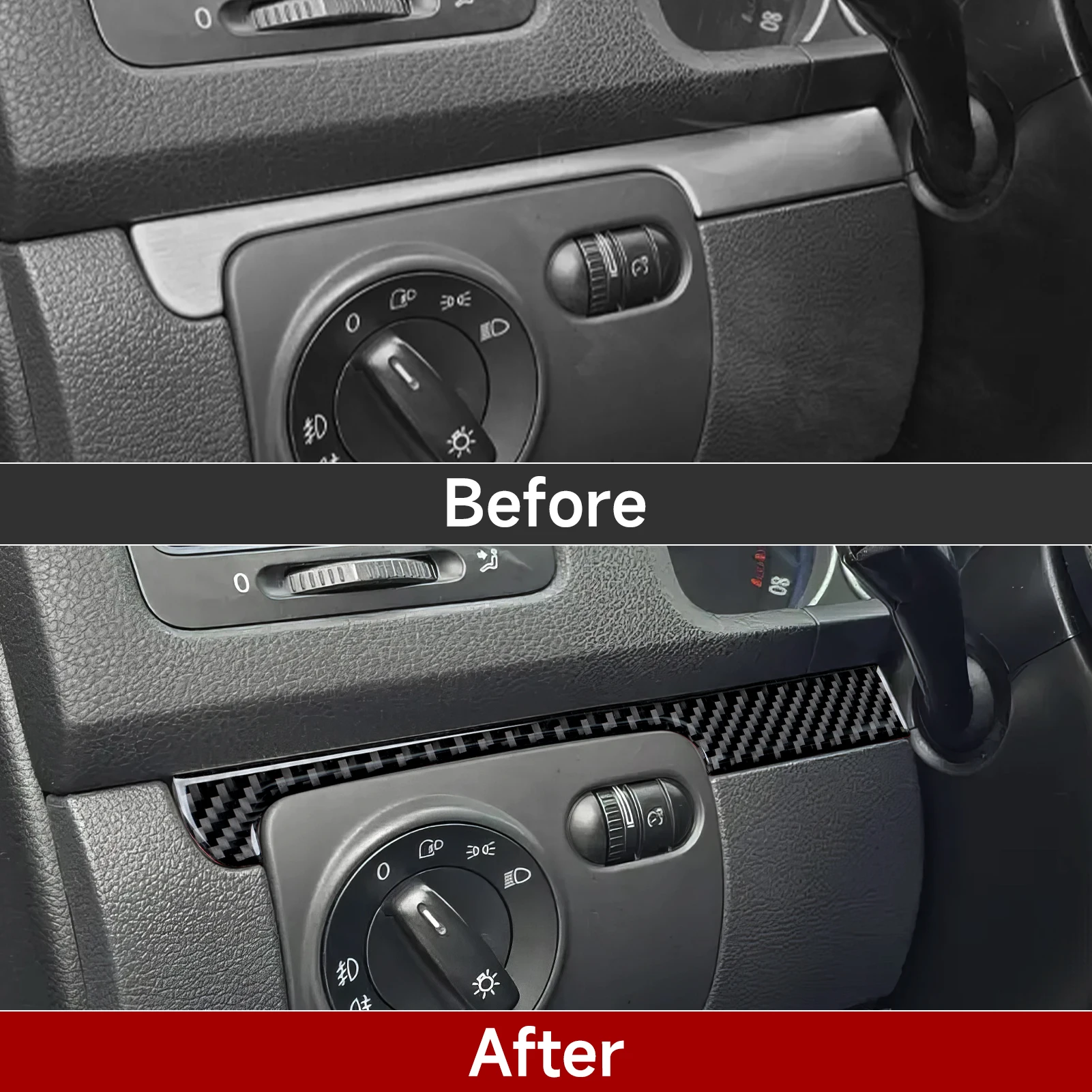Car Dashboard Left Right Trim Strip. Carbon Fiber Sticker For VW Jetta V Golf V MK5 Plus R32 GTI Variant Scirocco EOS Interior.