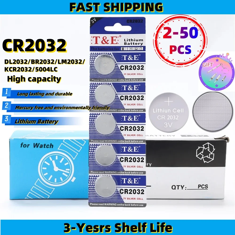 

2-50PCS Original CR2032 230mAh CR 2032 DL2032 ECR2032 Lithium Battery Watch Calculator Car Key Remote Control Button Coin Cells