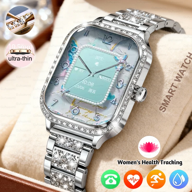 

Ladies Ultra-thin Fashion Smartwatch 1.75''AMOLED Curved Screen Women's Health Bluetooth Call Waterproof Sport Smart Watch Gifts