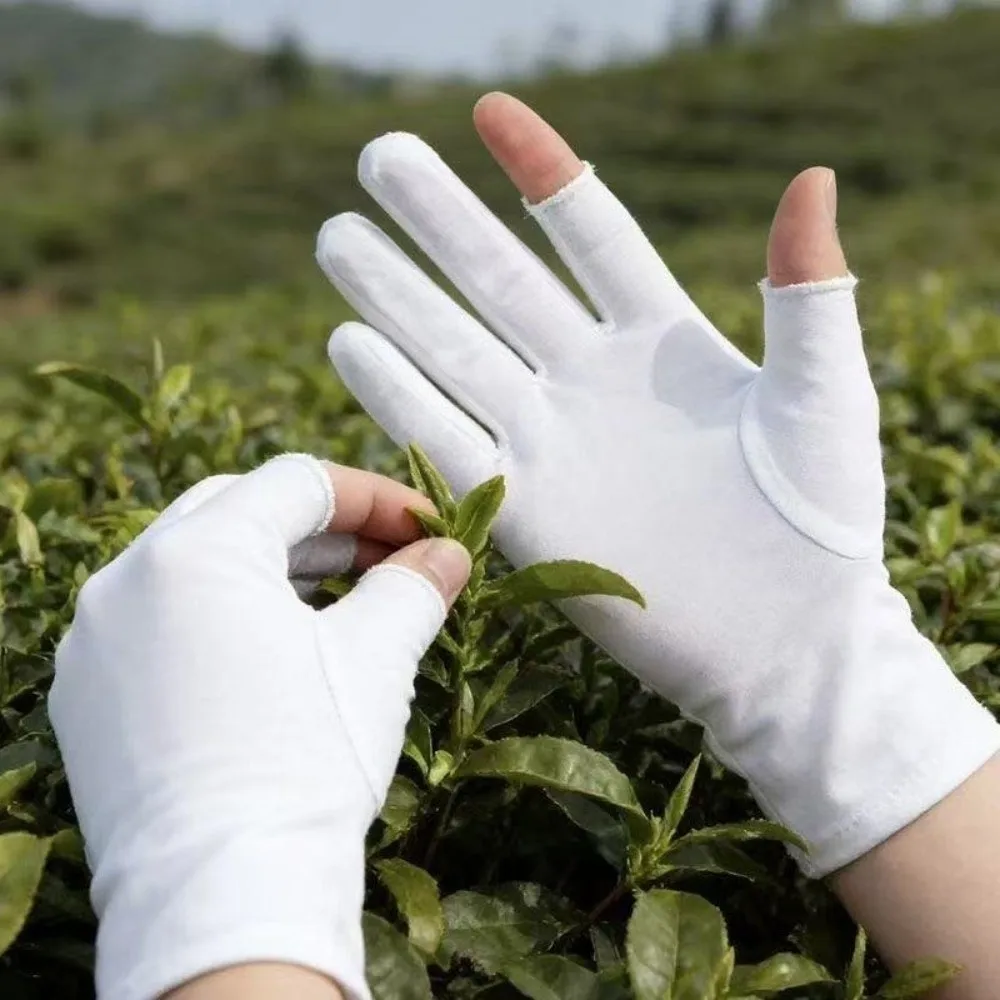 

New Thin Sunscreen Gloves Anti-UV Breathable Riding Driving Gloves Two Fingers Highly Elastic Nail Art Mittens Summer