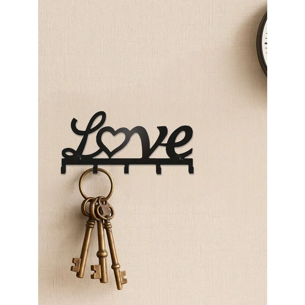 【Weihnachts- und Halloween-Spezial】 1 Stück Wandskulptur aus schwarzem Metall |   Gothic Love Schlüsselanhänger, Halloween- und Weihnachtsgeschenk