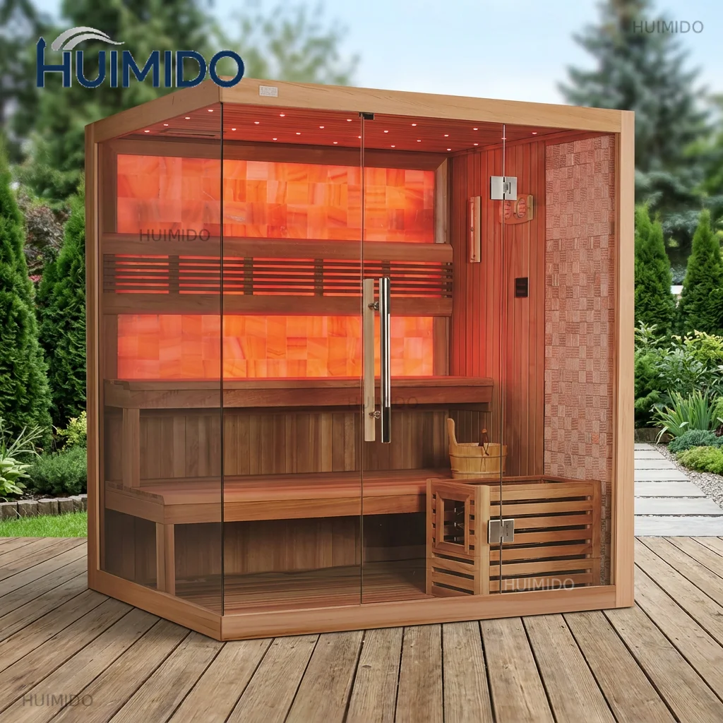 Outdoor traditional wooden sauna, outdoor sauna with heating stove, easy to install, home country style steam sauna