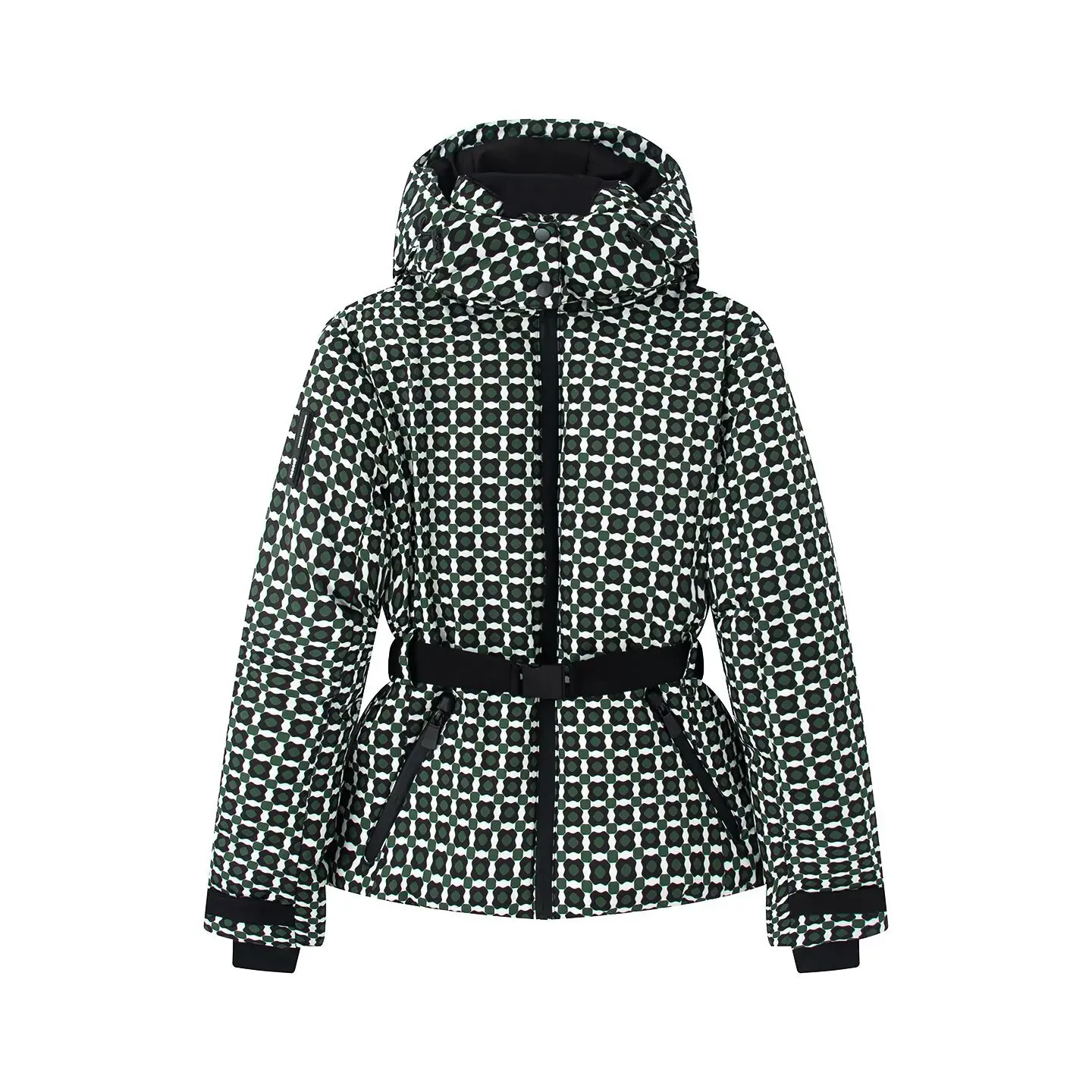 

Новая коллекция женской модной одежды: комплект для катания на лыжах с принтом, куртка с капюшоном и брюки-клеш с поясом для катания на снегу BDQX