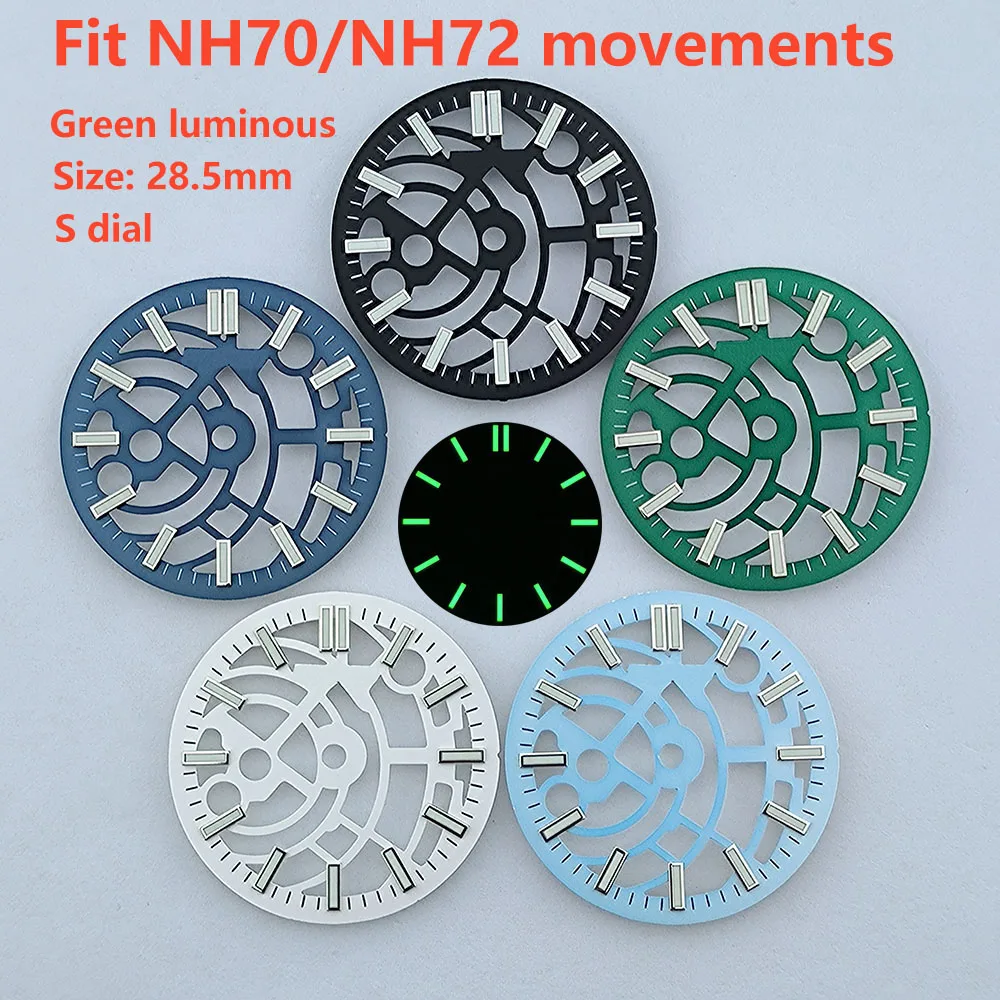 NH70 dial 28.5mm S dial Custom logo watch dial luminous suitable for NH70 movement watch accessories repair tools