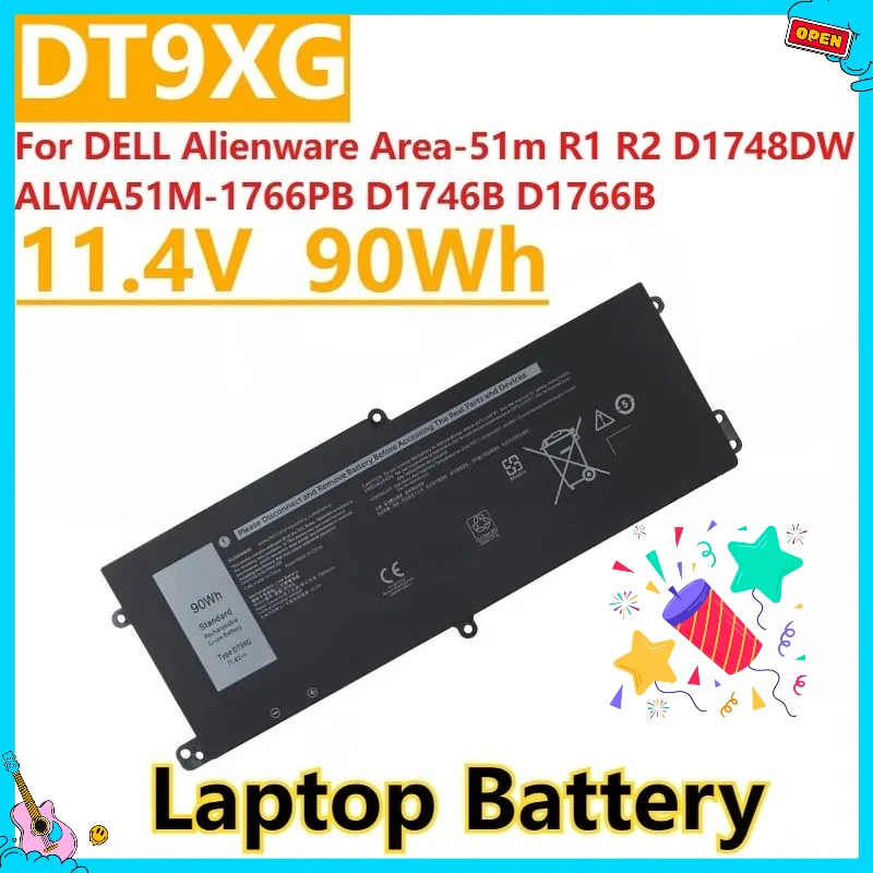 

New DT9XG 0KJYFY 07PWXV Laptop Battery 11.4V 90Wh For DELL Alienware Area-51m R1 R2 ALWA51M-1766PB D1746B D1766B D1748DW D1741DB