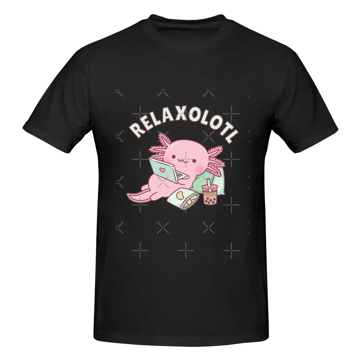 Funny Cute Relax A Lot Axolotl Funny Pun Men's T-shirt Printed Tops are loose and slim fit Women's T-shirts