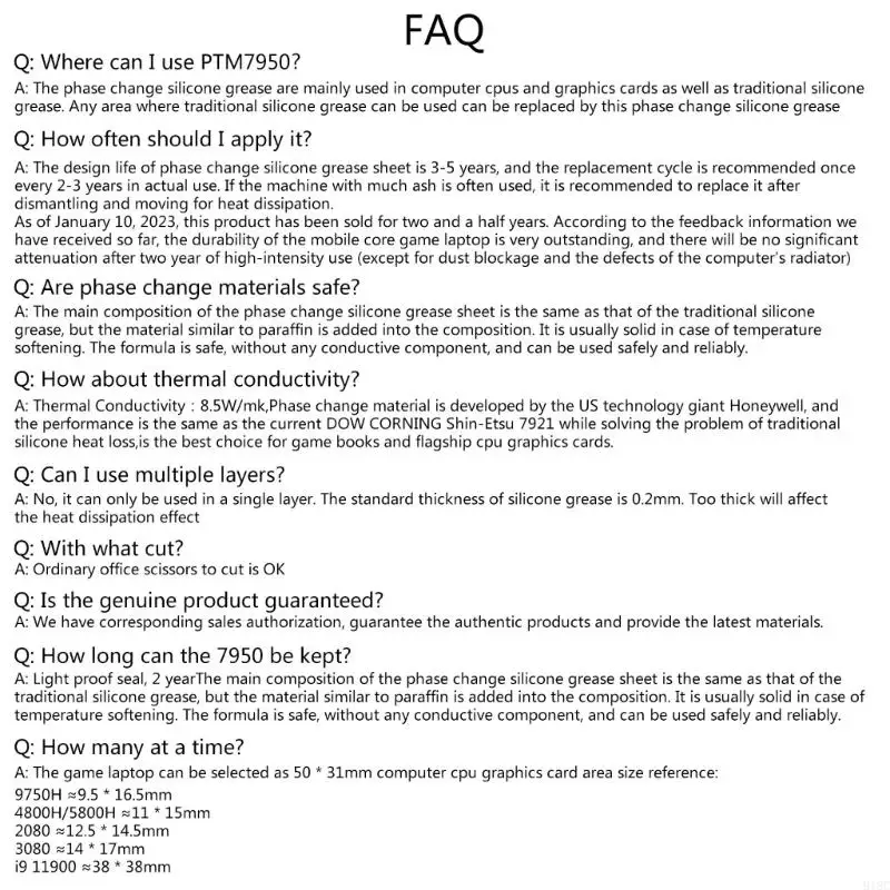 918C PTM7950 8,5 Вт Проводящая силиконовая подушечка с фазовым переходом Смазка для ноутбука Therma Pad