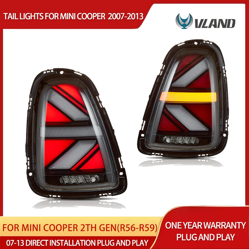 07-13 Mini Cooper 2th Gen(R56 R57 R58 R59) Vland II LED Tail Lights With Amber Sequential Turn Signal