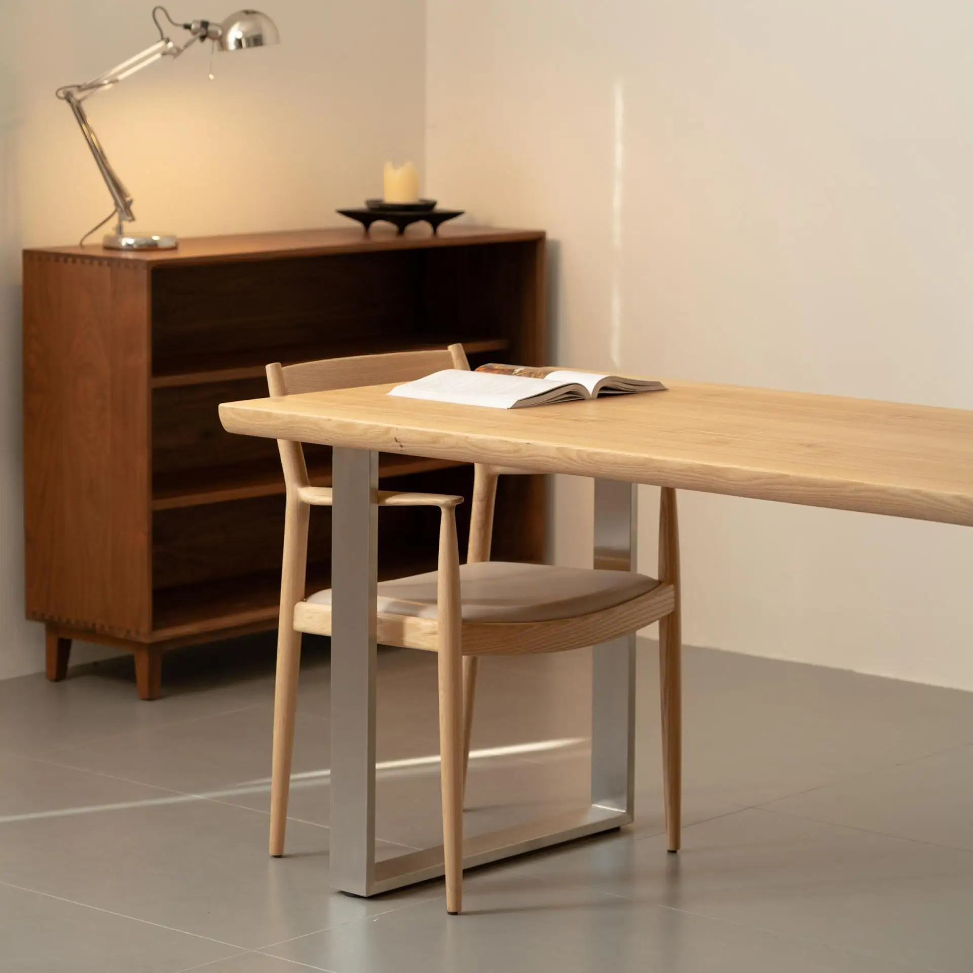 Nordic log large board dining table ash wood simple solid wood tea table