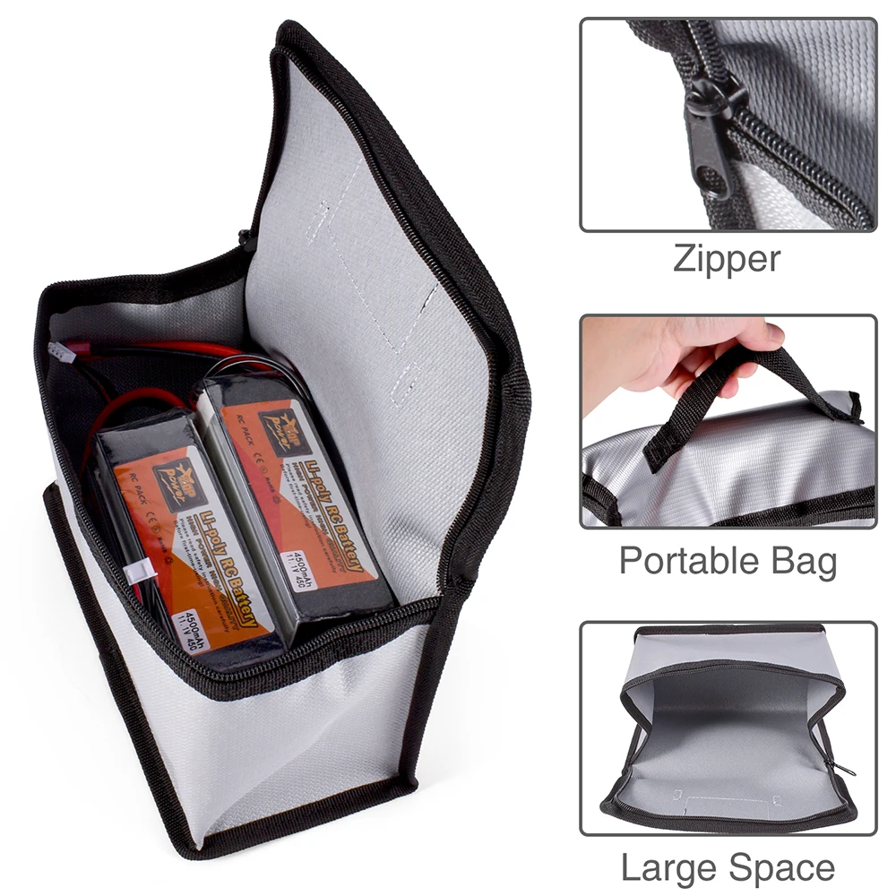Fireproof Guard Battery Safe Bag Fireproof for RC Car Drone Batteries Travel Storage Charging