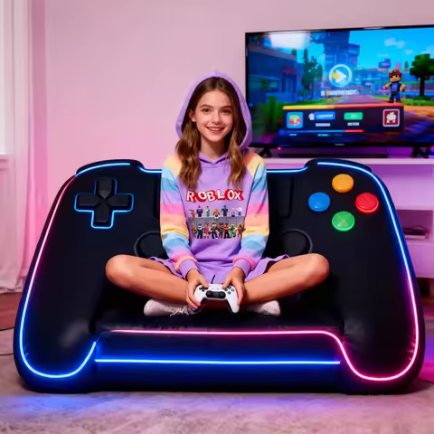 Hot ROBLOX Game Pure Cotton Girls' Dress Fashion Cartoon Long-sleeved Warm Hooded Sweatshirt Dress Birthday Gift