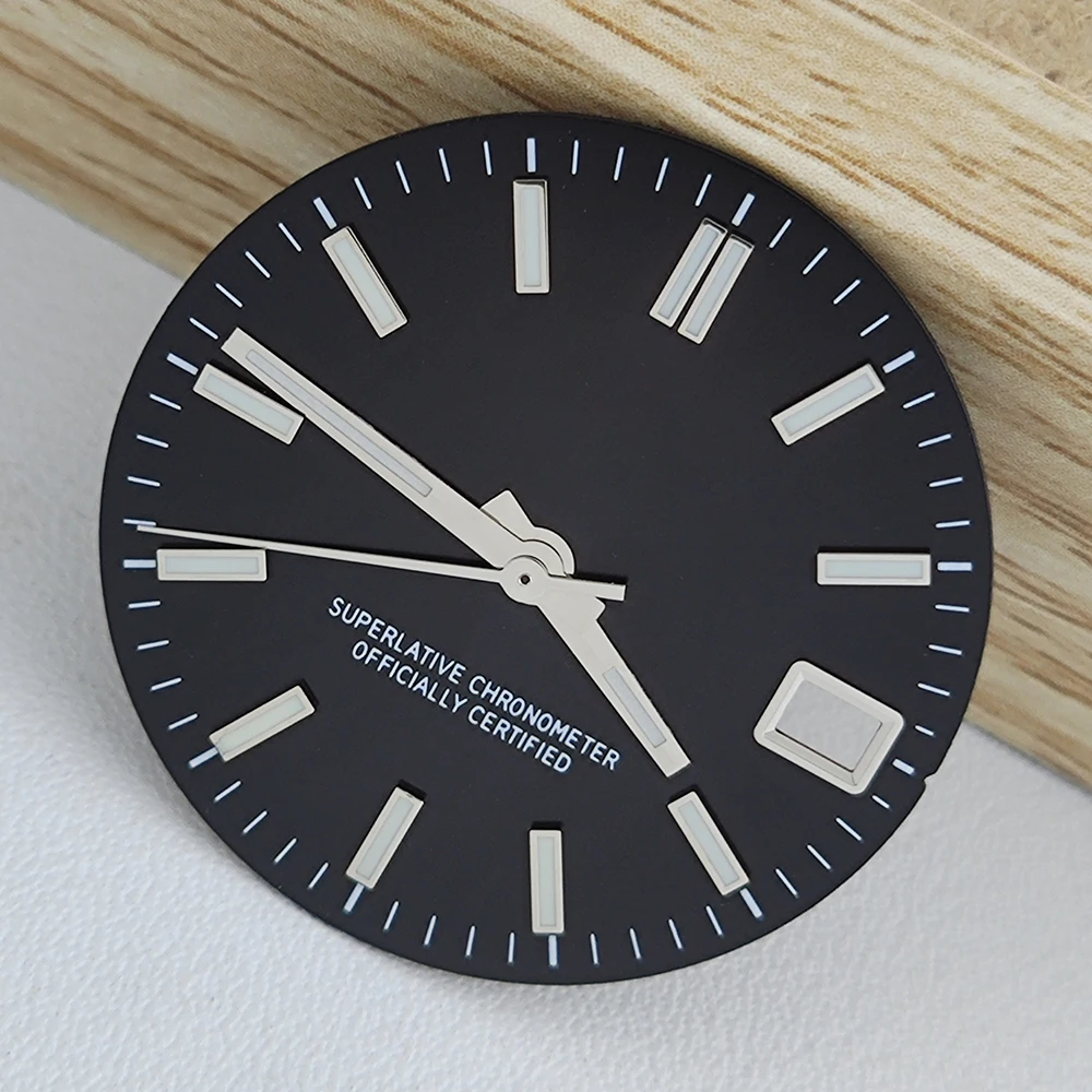 Esfera de reloj NH35 de 28,5mm, Esfera luminosa verde adecuada para accesorios de reloj de movimiento NH35 NH36