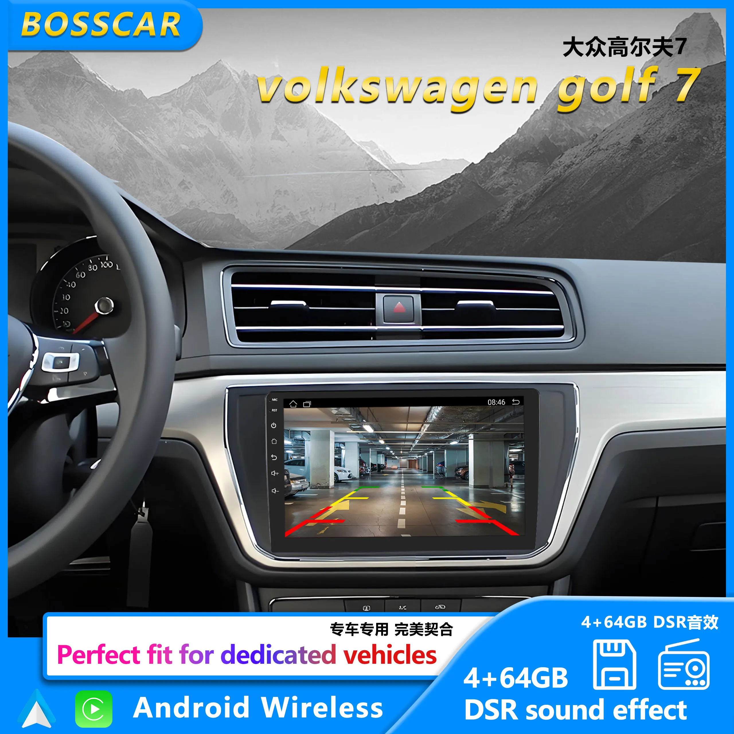 BOSSCAR Wireless 2Din Car Radio Multimedia Video Player Android Universal Carplay 7