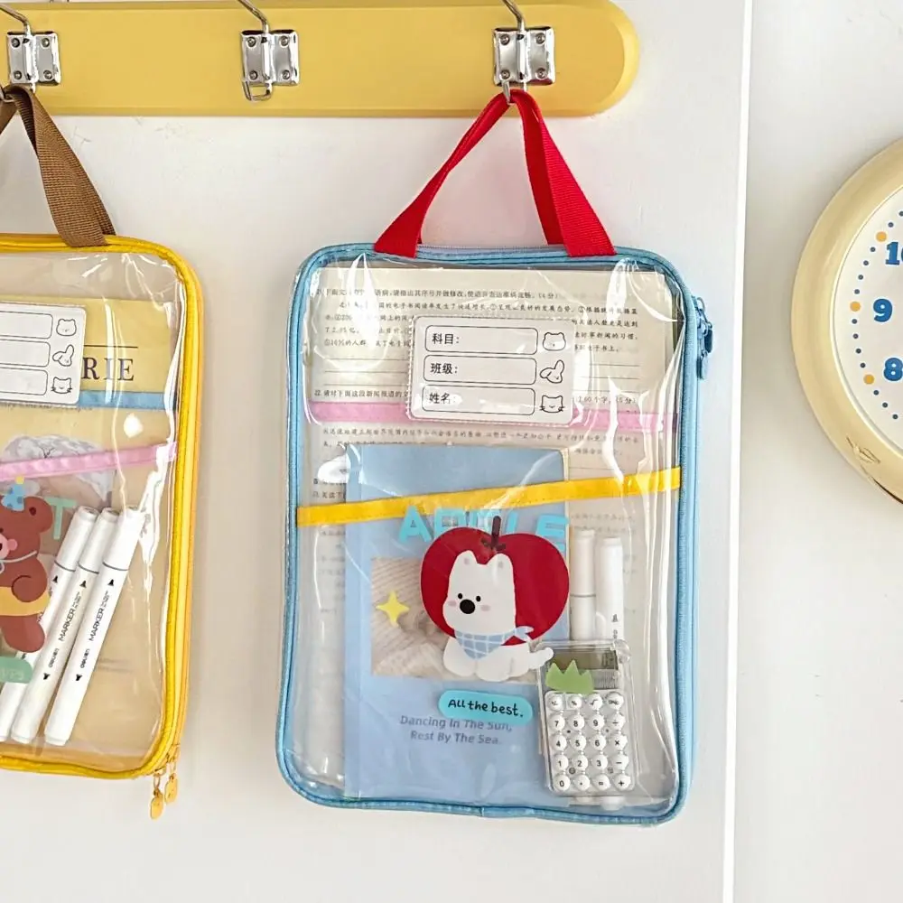 

Multifunctional Cartoon File Bag Transparent Bear Test Paper Storage Bag Pocket Rabbit File Folder Bag