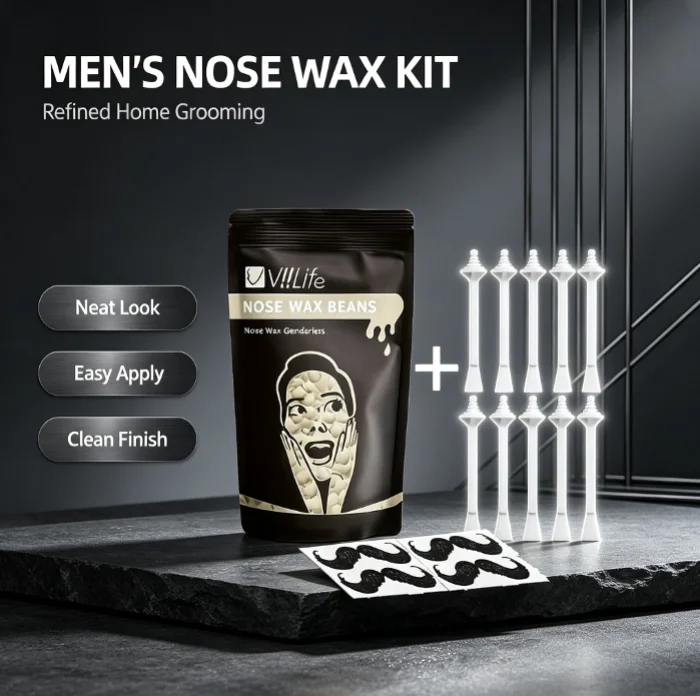 Viilife Gentle Men Nose Wax Kit For Home Use, 10 Applicators & 4 Beard Guards, Ideal Grooming Gift For Boyfriend Husband