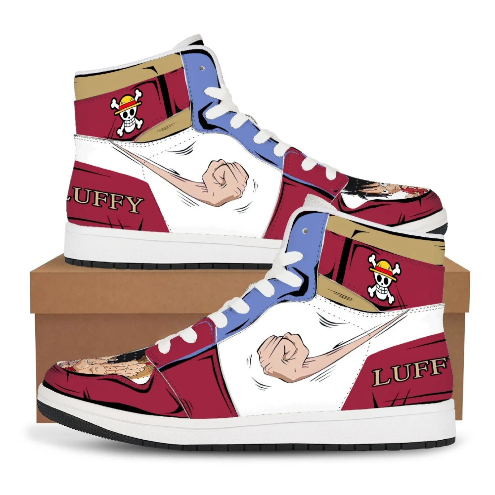 2023 Anime One Piece Luffy Canvas Sneakers Casual Shoes Basketball Shoes Cartoon Printing Comfortable Flat Shoes Birthday Gift