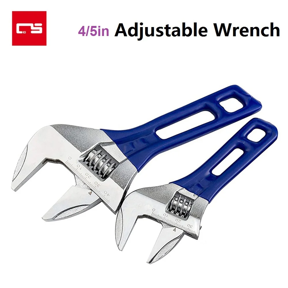 4/5/6/8/10/12 Inch Adjustable Wrench Wide Opening 0-46cm Chrome Vanadium Steel Forged Wrench with Short Handle Hand Tool Spanner