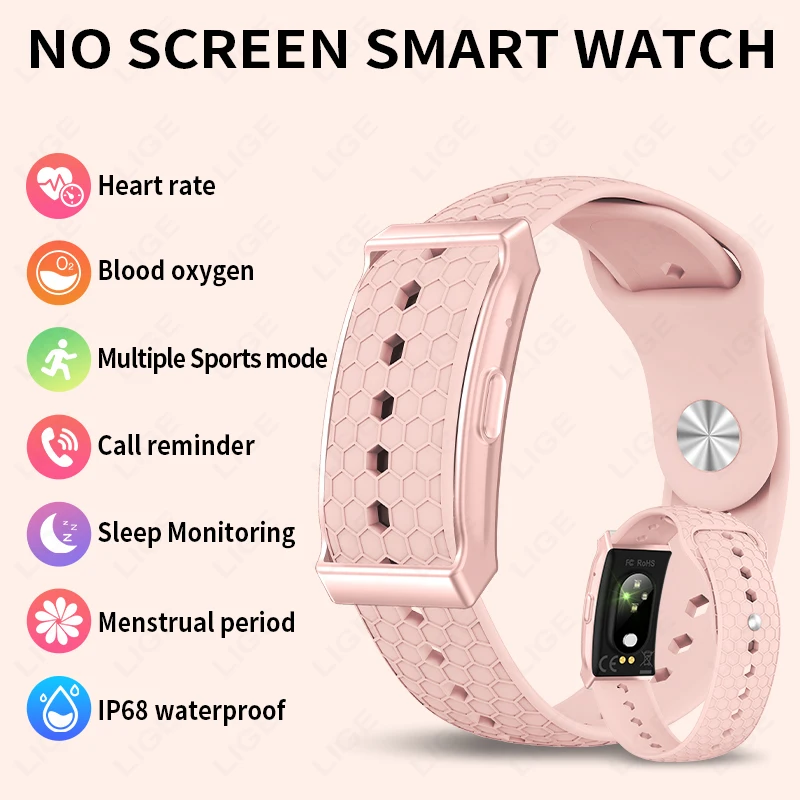 

Смарт-часы LIGE без экрана для мужчин, спортивные, для активного отдыха, с монитором сердечного ритма, водонепроницаемые IP68, новые смарт-часы для Android и iOS 2026