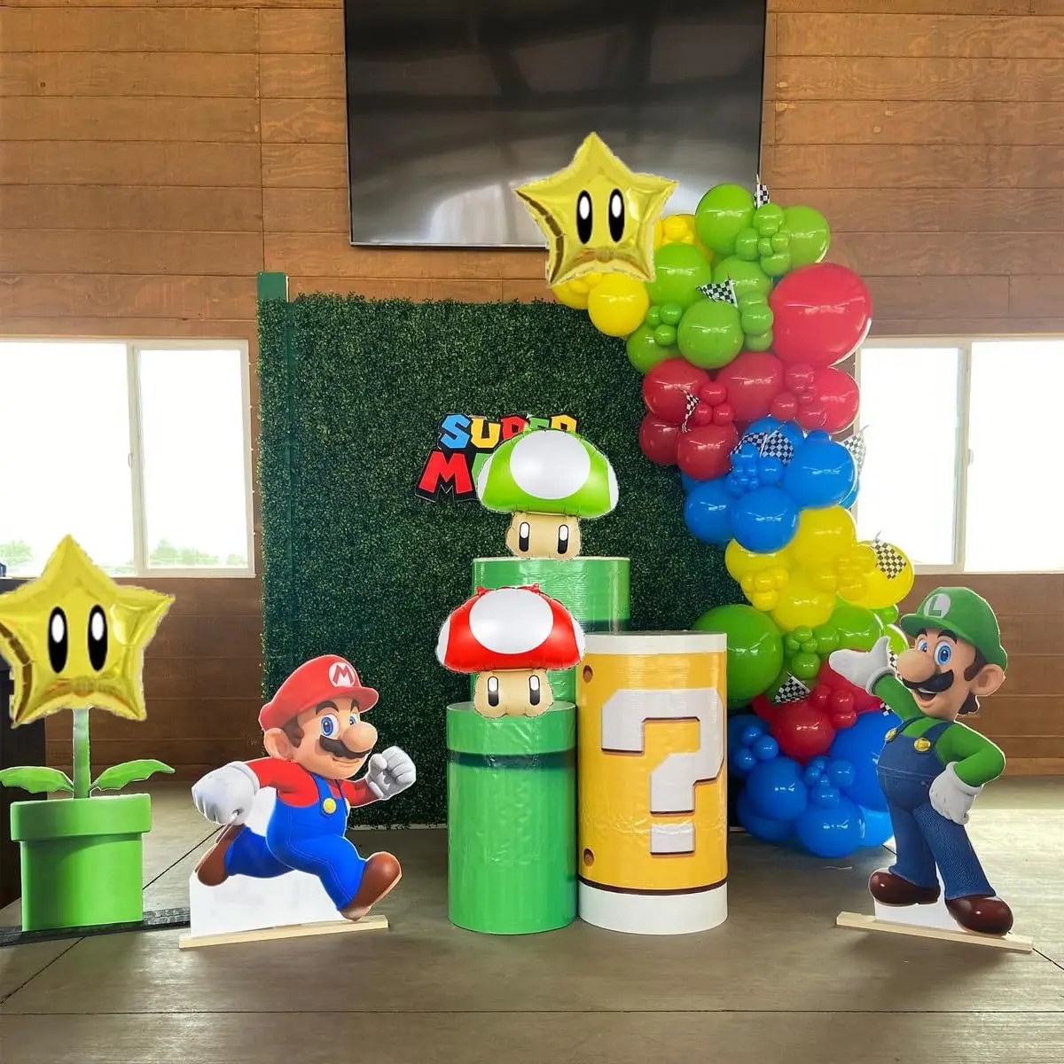 130pcs Mario themed Party Balloon Garland Arch Kit Red Yellow blue latex balloons for kids birthday party Baby shower decoration