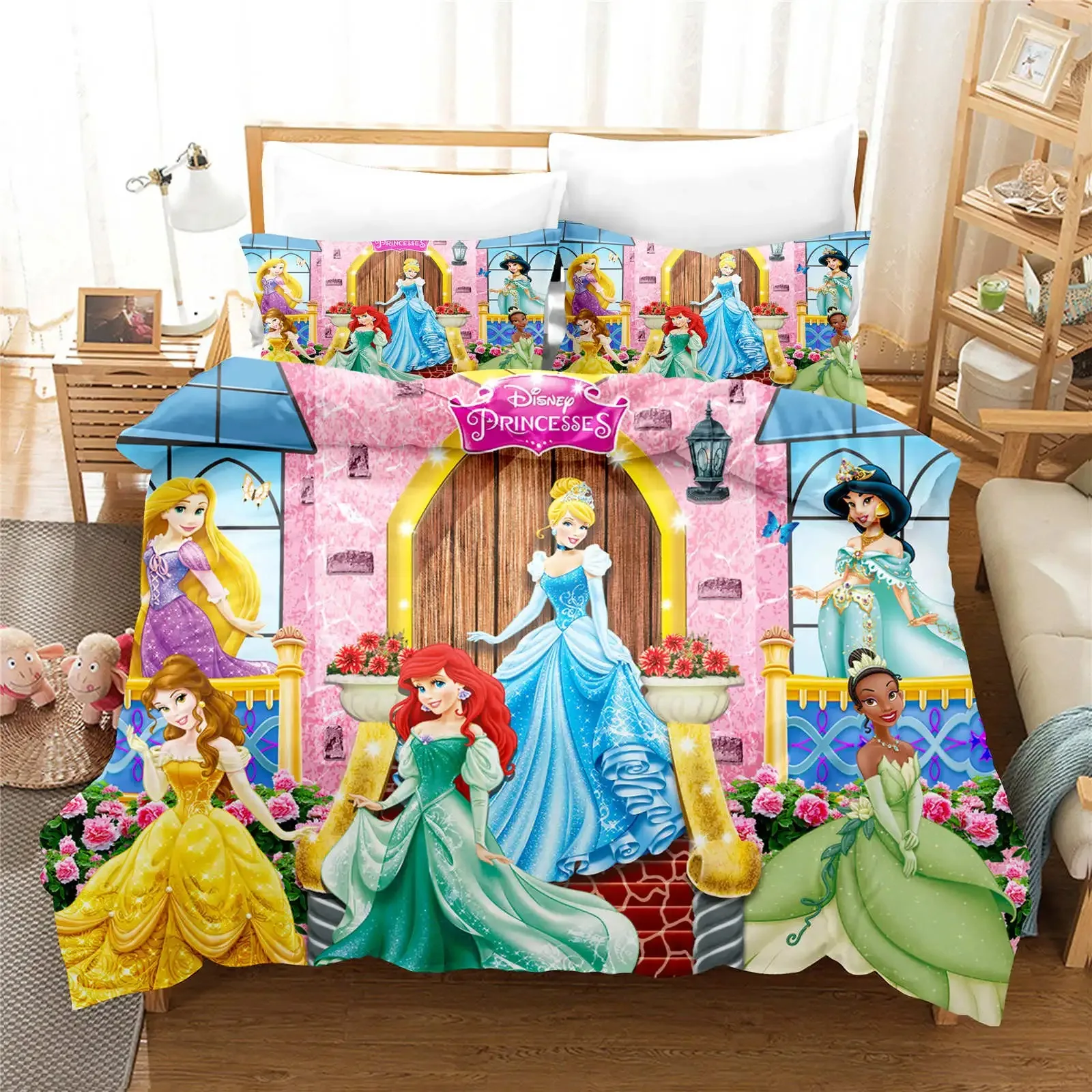 Little Mermaid Ariel Bedding Set,Single Twin Full Queen King Size,Rapunzel Snow White Bed Set,Adult Kid Bedroom Bedding Sets