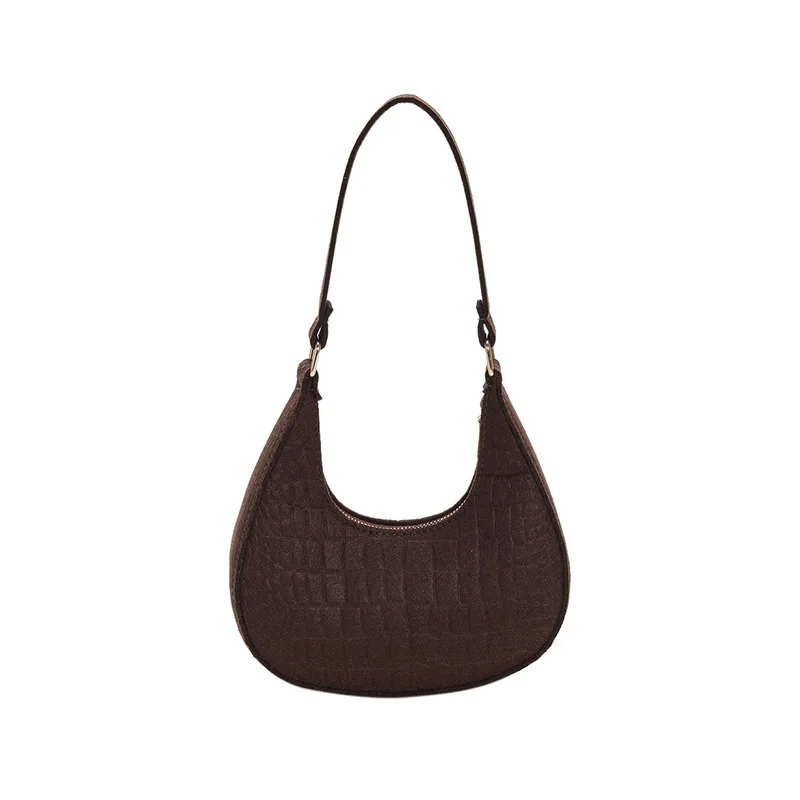 Solid color temperament women's bag trendy new stone pattern armpit  casual shoulder hand