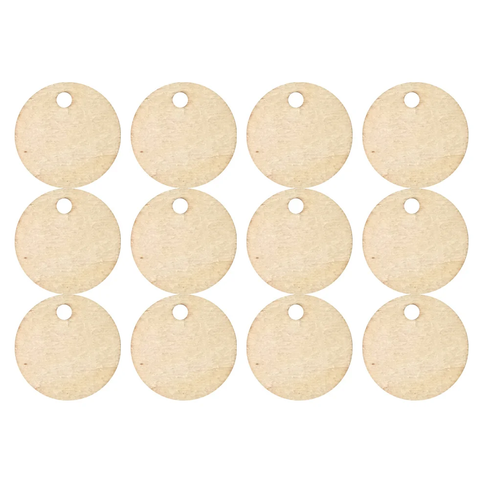 

50Pcs Round Wooden Slice Ornament Hole 2Cm Craft Pieces DIY Scrapbooking Tags Home Decoration Wedding Party Embellishments