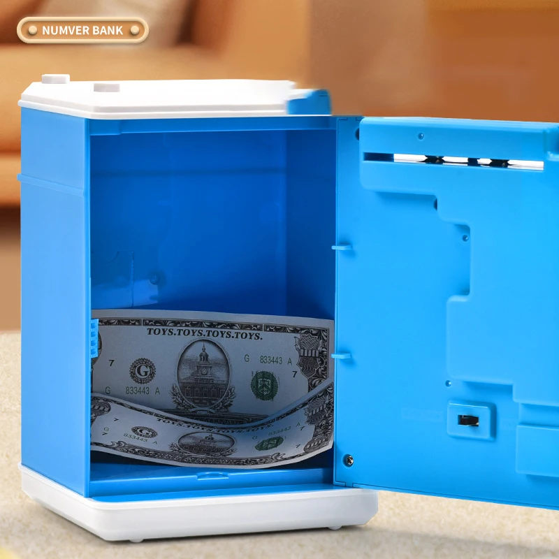 Electronic Piggy Bank Automatic Mini Safe Coins Cash Saving Money Box Password Counter Code Key Lock Coin Bank ATM Child Gift