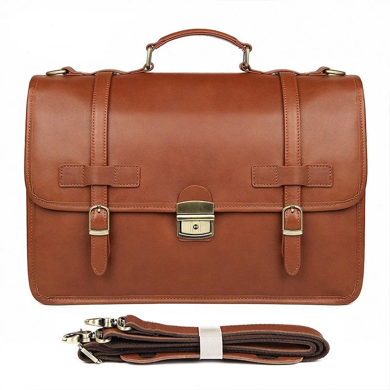 Men's briefcase business notebook handbag oblique shoulder bag leather bag men's briefcase