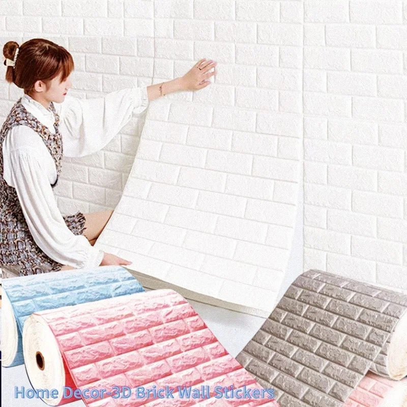 3D Brick Wall Stickers, Vinyl Self-adhesive Wallpaper, Home Decor, Wall Decals, Room Decor, Bedroom Decoration, 3M