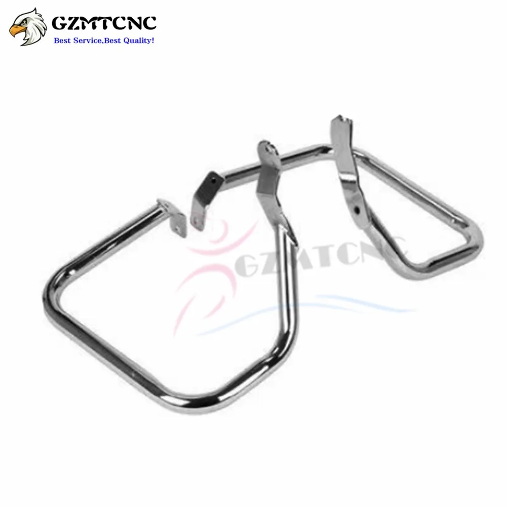 2pcs Chrome Engine Guard Rear Saddlebag Guard Rail Crash Bar 2000-2017 For Harley Davidson Softail Classic FLST FLSTC FXST FXSTB