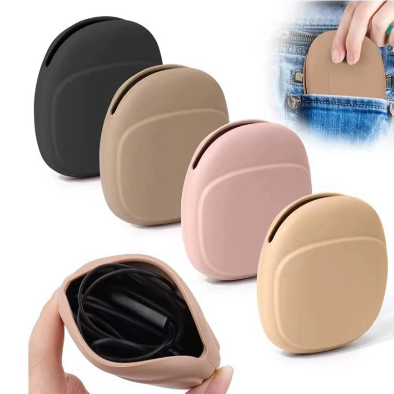 Portable Data Cable Headphone Storage Box Simple Mobile Phone Data Cable Organizing Bag Silicone Storage Box Cute Coin Purse