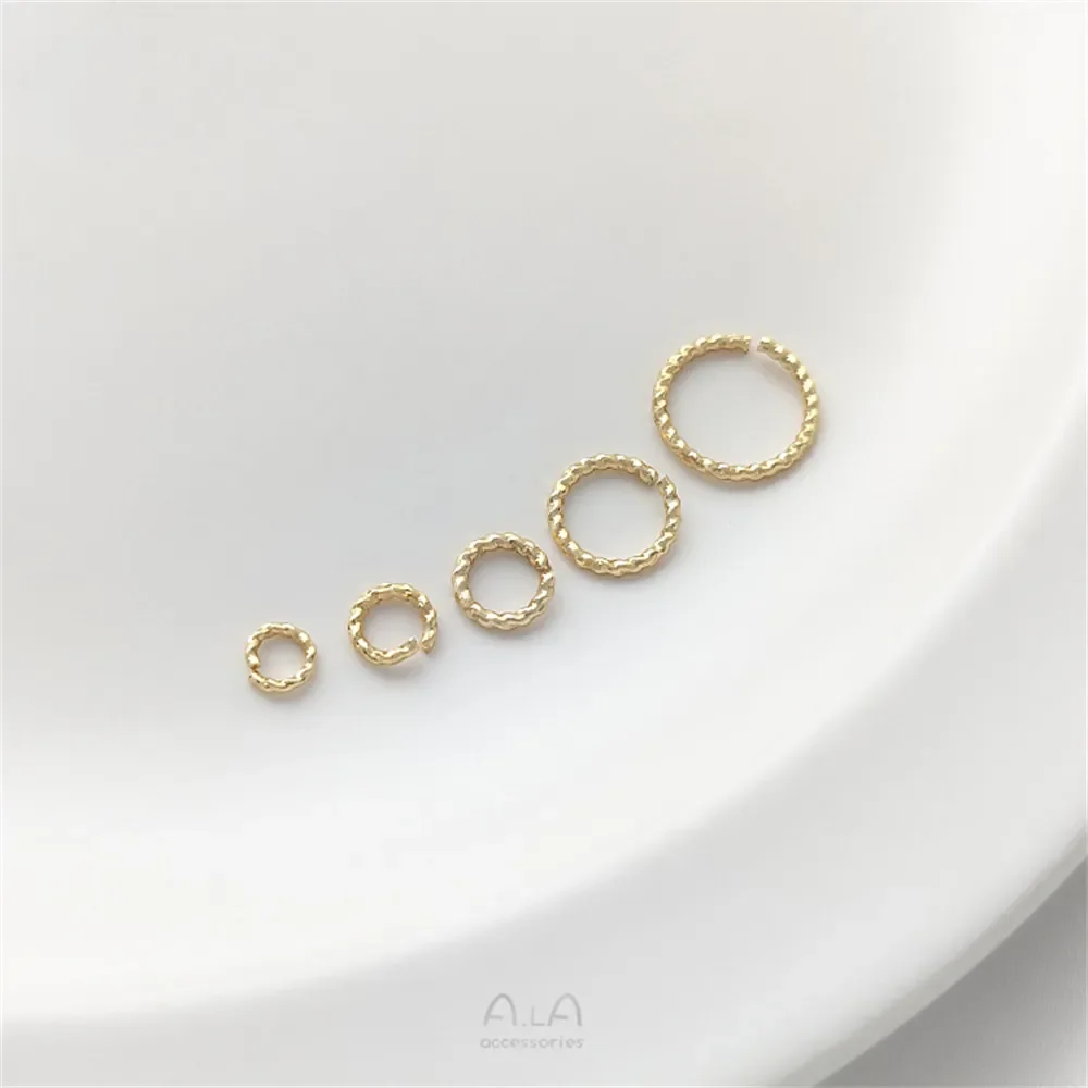 14K gold color floral opening ring handmade single loop DIY bracelet necklace earrings jewelry connection ring accessories