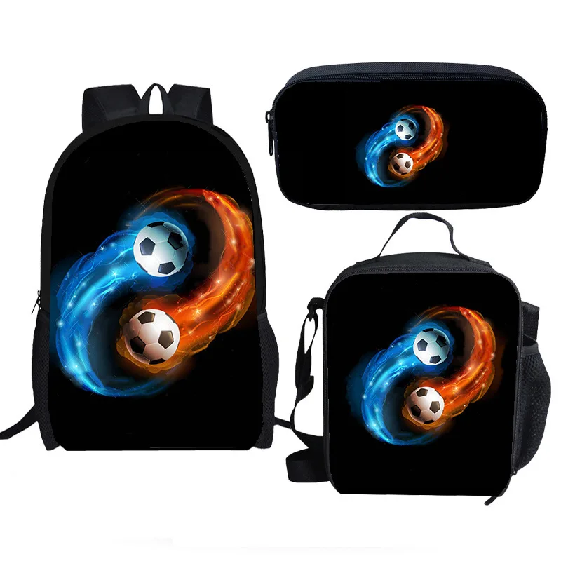 

Trendy Popular Funny football 3D Printed 3pcs/Set pupil School Bags Laptop Daypack Backpack Crossbody Lunch bag Pencil Case