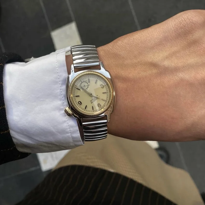 Classic Style Elastic Spring Strap Watch with Large Digital Quartz Watch for Men and Women, Father Mother's Day Gift Watch