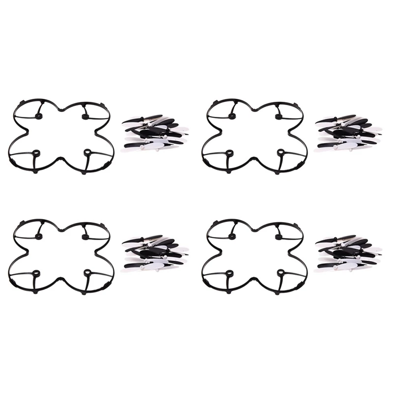 

80 Piece Set Propeller Blades With Helices Protective Cover For HUBSAN X4 H107 H107C H107D Quadcopter, Black+White