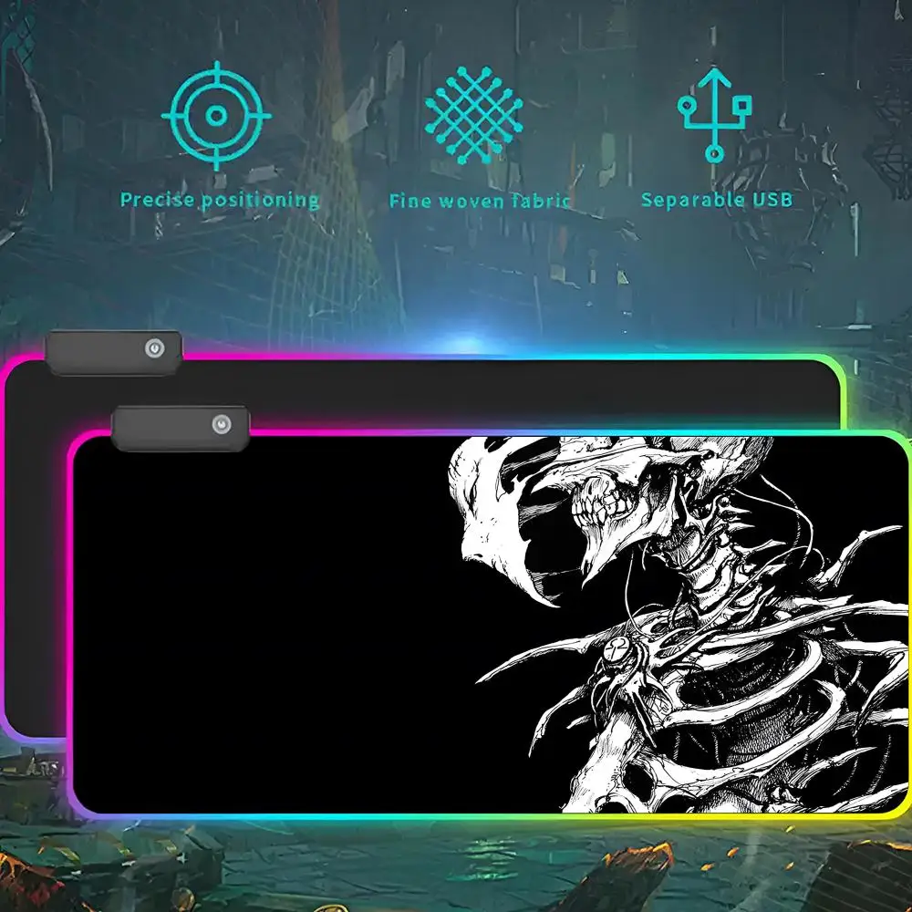 

Demonic Satanic Scary Skull Mouse Pad RGB LED Light Gaming Mousepad Waterproof Large Gamer Mouse Carpet Big Mause Keyboard Pad P