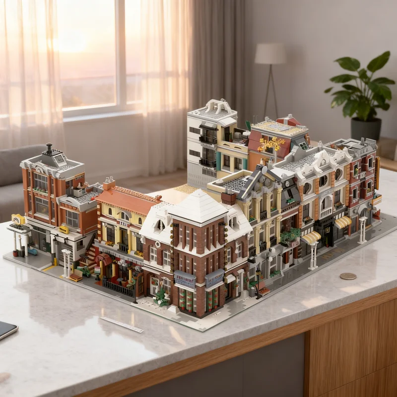 

19478 деталей MOC 8-в-1: Модульная альтернативная модель городского пейзажа, строительные блоки, креативный подарок для самостоятельной сборки, декор для демонстрации, премиум-класс для взрослых