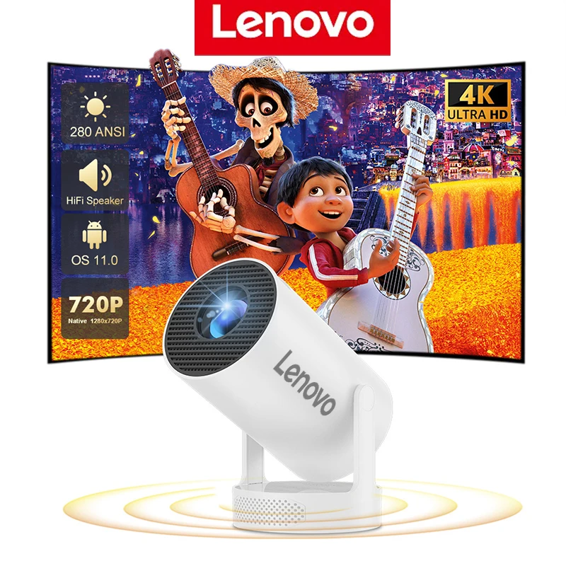 Lenovo Projector HY300 PRO 4K Android 11 Dual Wifi6 260ANSI Allwinner H713 BT5.0 1080P 1280*720P Home Cinema Outdoor Projetor ﻿