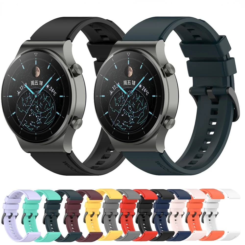 

22mm 20mm Silicone Band For Huawei Watch 4/3/GT2-3 Pro 2e Original Strap Samsung Watch 6/5/4/3/S3 Bracelet Belt Amazfit GTR/GTS