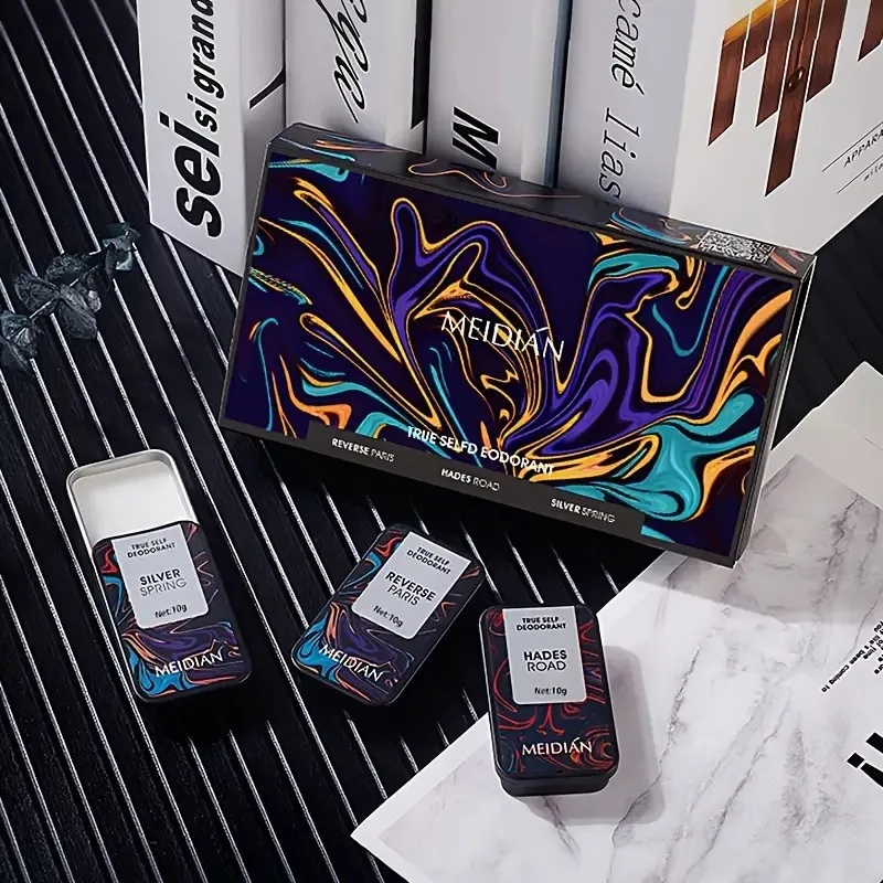 3pcs Portable Solid Balm Set with Fresh Light Floral Scent, Long-Lasting Fragrance, Paris Silvery Mountain Spring,Styx Way