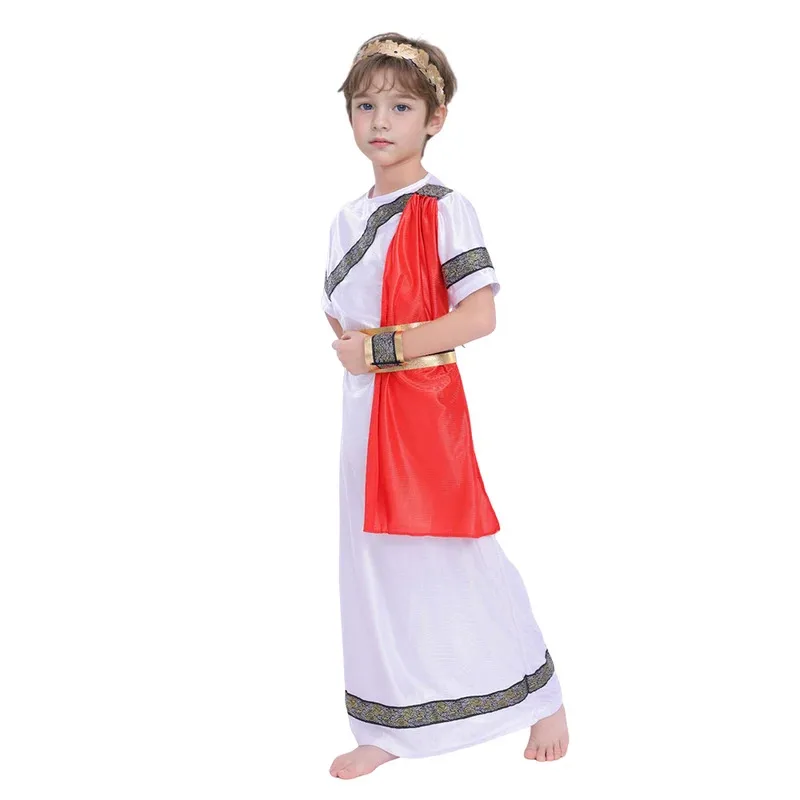 زي تنكري للأطفال من العصور الوسطى، الصبي الروماني القديم، قيصر الإمبراطور اليوناني، الزي التاريخي لليوم أسبوع الكتاب، حفلة الهالوين