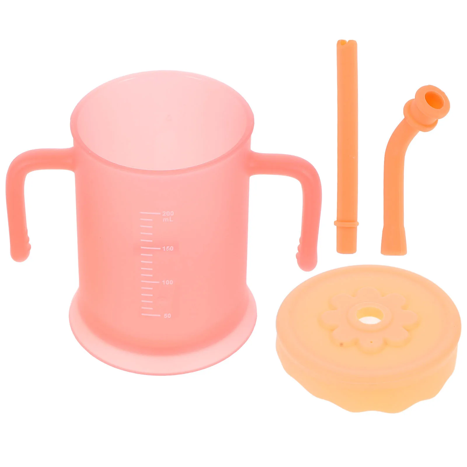 كوب آمن وخفيف الوزن للأطفال الصغار مع شفاطة، سهل التنظيف وغير قابل للكسر، مادة السيليكون البولي بروبيلين، كوب زجاجة للشرب مع القش #1